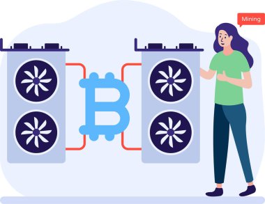  Bitcoin Dijital Elektronik Para Takası Para Toplama ve Madencilik Konsepti