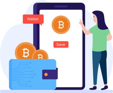 Şifreleme para birimi simgesi, bitcoin vektör illüstrasyonu