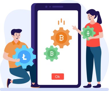  Bitcoin Dijital Elektronik Para Takası Para Toplama ve Madencilik Konsepti