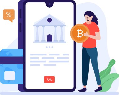  Bitcoin Dijital Elektronik Para Takası Para Toplama ve Madencilik Konsepti