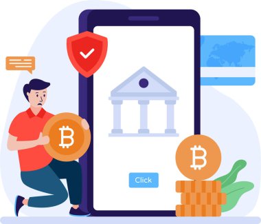 Şifreleme para birimi simgesi, bitcoin vektör illüstrasyonu