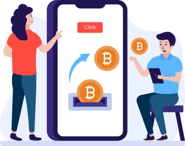 Şifreleme para birimi simgesi, bitcoin vektör illüstrasyonu