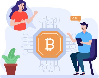 Şifreleme para birimi simgesi, bitcoin vektör illüstrasyonu