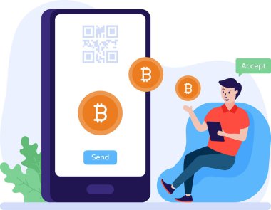 Şifreleme para birimi simgesi, bitcoin vektör illüstrasyonu