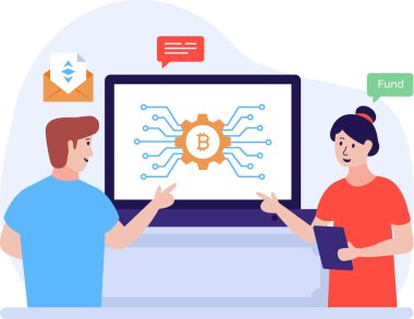  Bitcoin Dijital Elektronik Para Takası Para Toplama ve Madencilik Konsepti