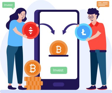 Şifreleme para birimi simgesi, bitcoin vektör illüstrasyonu