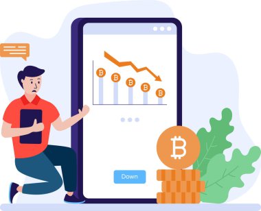 Şifreleme para birimi simgesi, bitcoin vektör illüstrasyonu