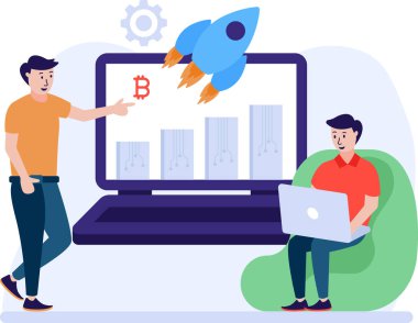  Bitcoin Dijital Elektronik Para Takası Para Toplama ve Madencilik Konsepti