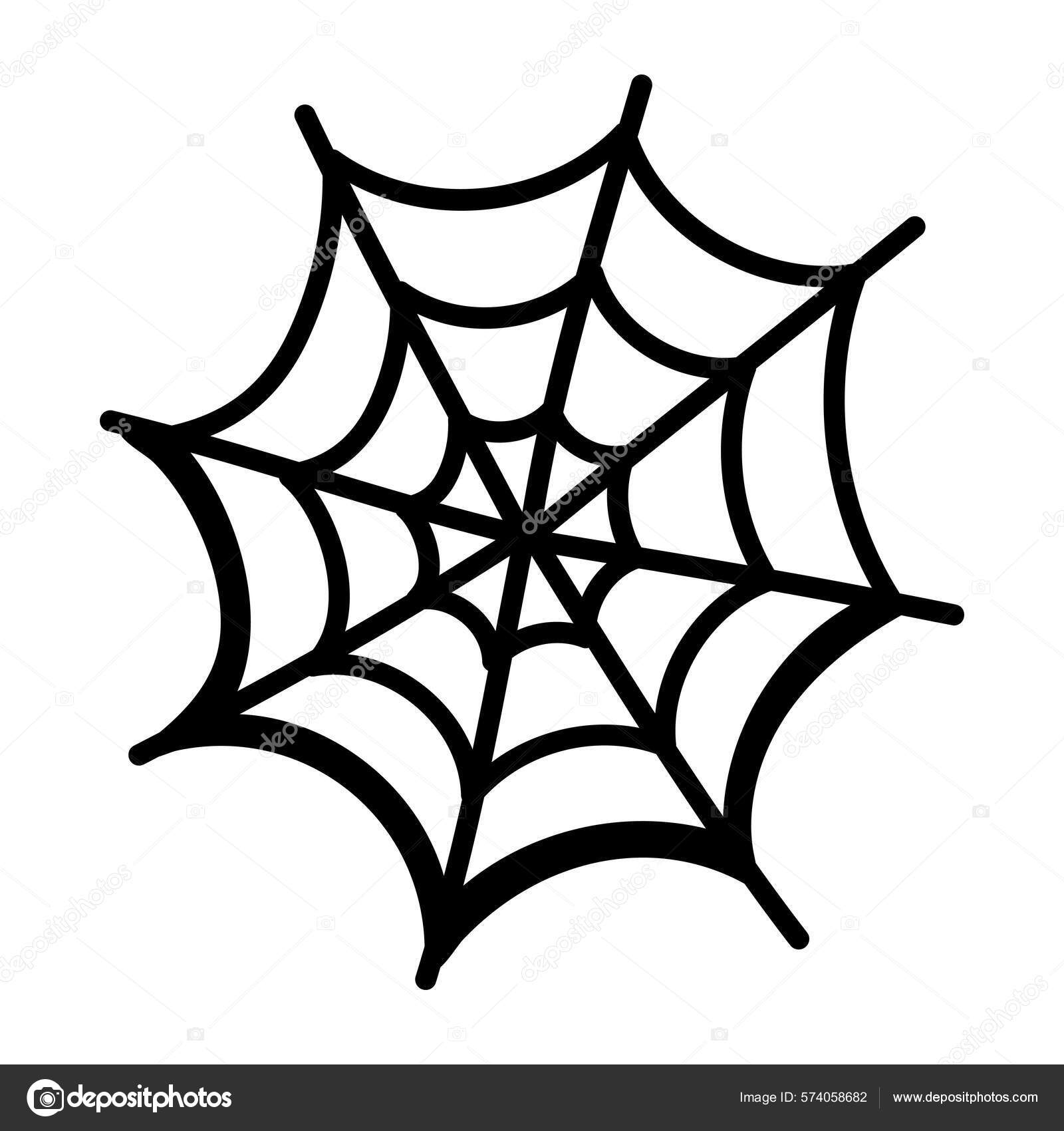 Edderkop Web Ikon Sort Omrids Illustration Isoleret Hvid Baggrund Stock ...