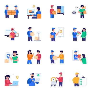 Teslimatçıların vektör simgeleri