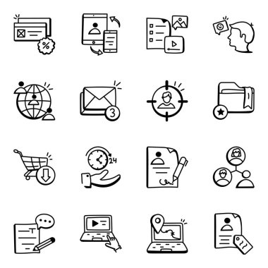 iş simgeleri kümesi, vektör illüstrasyonu