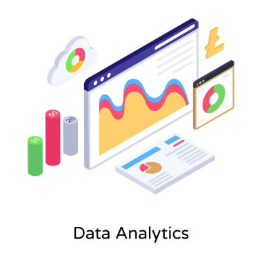 analitik grafik düz vektör simgesi