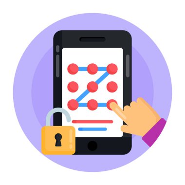 asma kilit vektör illüstrasyon tasarımlı akıllı telefon