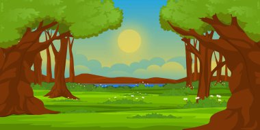 Güzel manzaralı bir orman sahnesinin tasviri