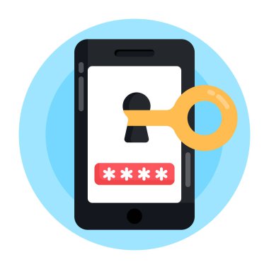 asma kilit ikon vektör illüstrasyon tasarımlı cep telefonu