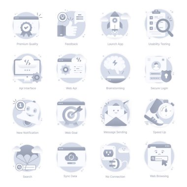 vektör modern düz teknoloji simgeleri kümesi