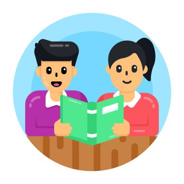 çift kitap okuma vektör çizimi tasarımı