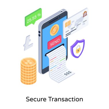 Güvenli işlem vektör illüstrasyonu