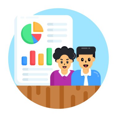 vector illustration of a group of people with a graph