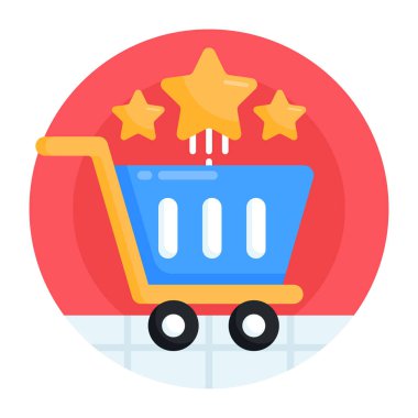 Yıldızlı alışveriş arabası, vektör çizimi