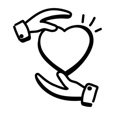 Kalp sevgisi sembolü olan el çizim tasarımı