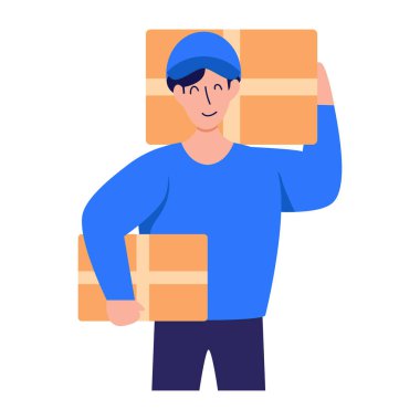 Kutu taşıyıcı illüstrasyon tasarımı ile teslimatçı