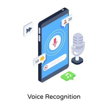 Ses Tanıma çizgi filmi, vektör illüstrasyonu