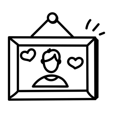 Resmin çizgi simgesi, vektör illüstrasyonu