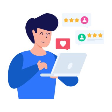 Laptop ve sosyal medya simgeleri kullanan kişi ile çevrimiçi randevu kavramı