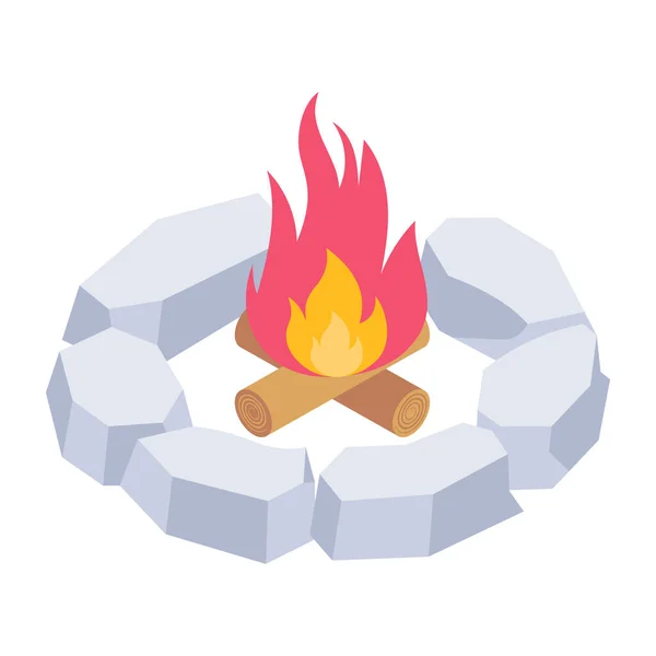Vector Illustration Burning Fire — Stock Vector