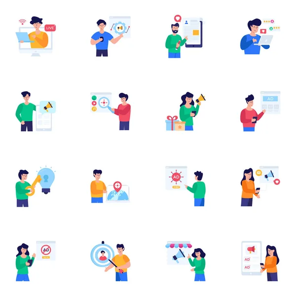 set of vector icons of different professions, business, management, people, and other users.