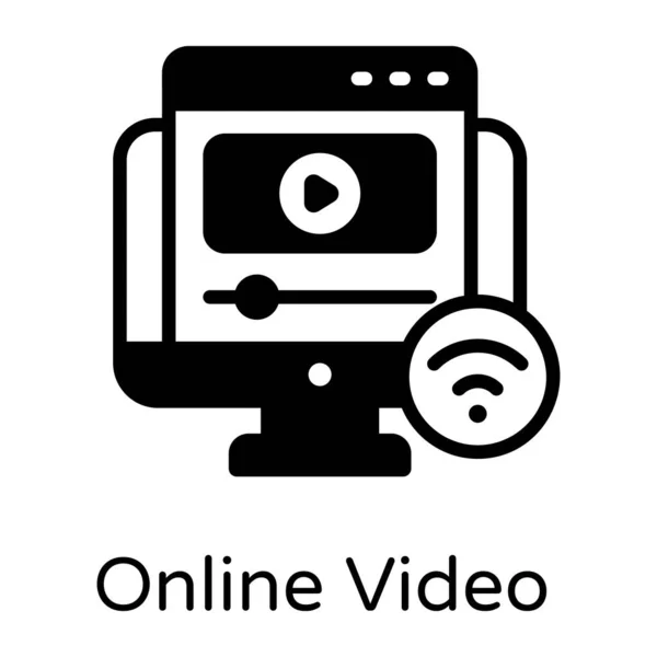 Flachbild Symbol Für Video Und Audioplayer Glyphen Design — Stockvektor