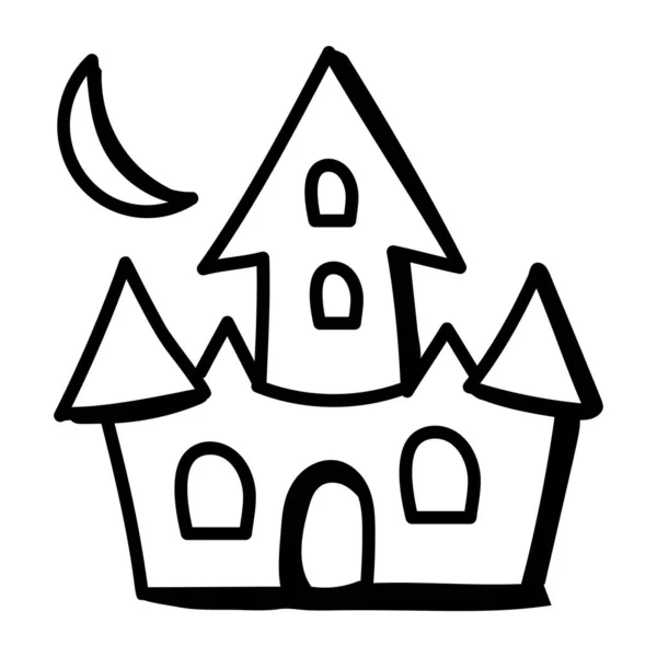 Halloween Vector Illustratie Doodle Cartoon Huis — Stockvector