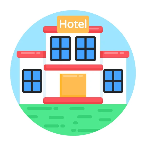 Hotel Building Flat Icon — Stock Vector