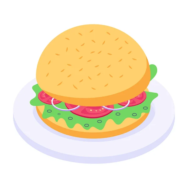 Icona Hamburger Illustrazione Vettoriale — Vettoriale Stock