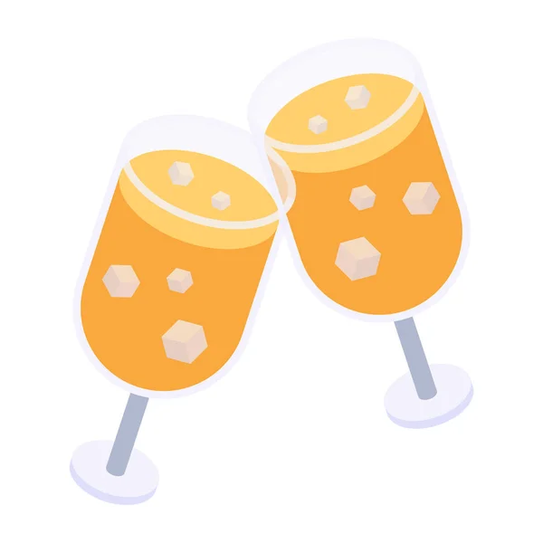 Cocktail Boisson Avec Champagne Vecteur Icône Design — Image vectorielle