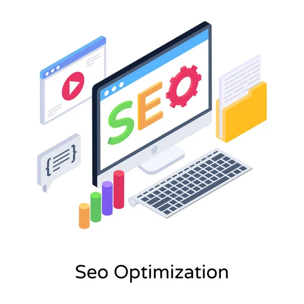 Seo Ícone Vetorial Plano Otimização — Vetor de Stock