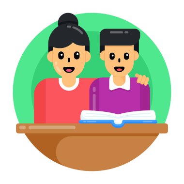 çift okuma kitabı, vektör illüstrasyonu