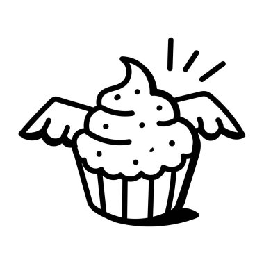 Elle çizilmiş kek, vektör çizimi