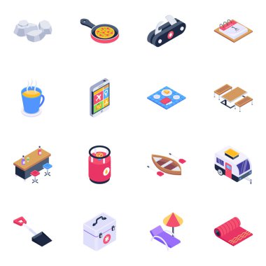 9 izometrik araba seti, vektör illüstrasyonu