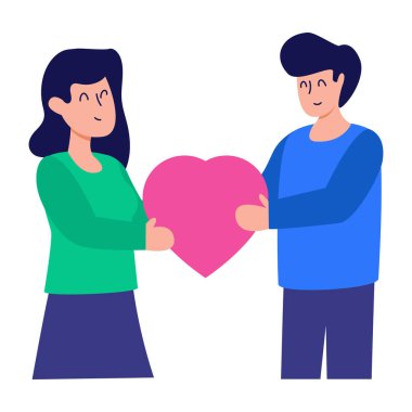 Yürekli çift, vektör çizim tasarımı