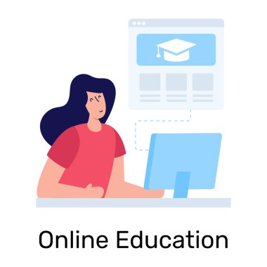 Bilgisayarı ve kitapları olan bir öğrenci. vektör illüstrasyonu