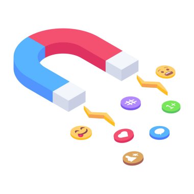 Seo ve teknoloji simgesinin izometrik vektör çizimi