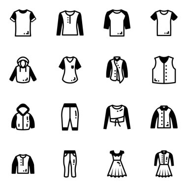 giysi simgeleri ayarlandı. vektör illüstrasyonu