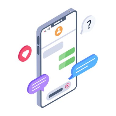 Konuşma kabarcığı vektör illüstrasyon tasarımlı akıllı telefon