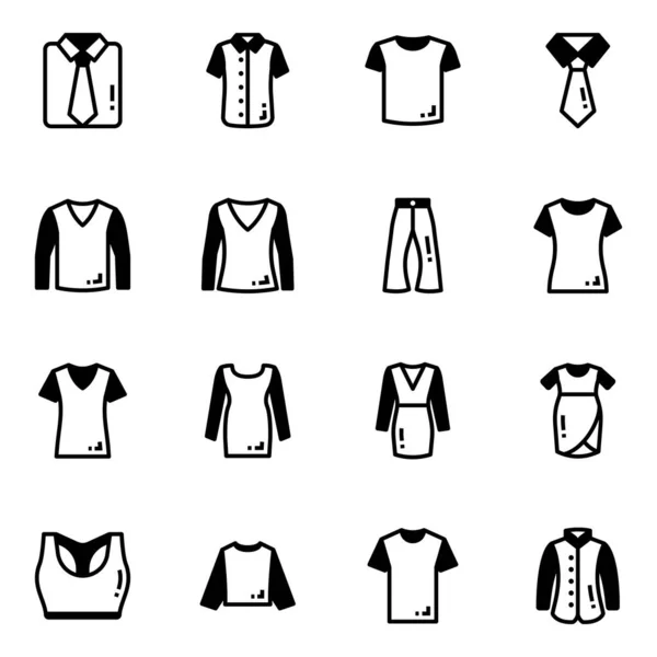 Ensemble Icônes Vêtements Illustration Vectorielle — Image vectorielle