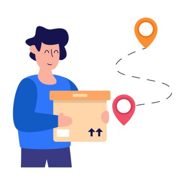 Kutuları ve kutu vektör çizimi tasarımı olan teslimatçı