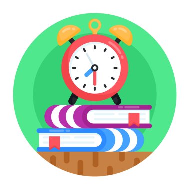 Çalar saat simgesi. Web için okul malzemeleri vektör simgelerinin düz çizimi