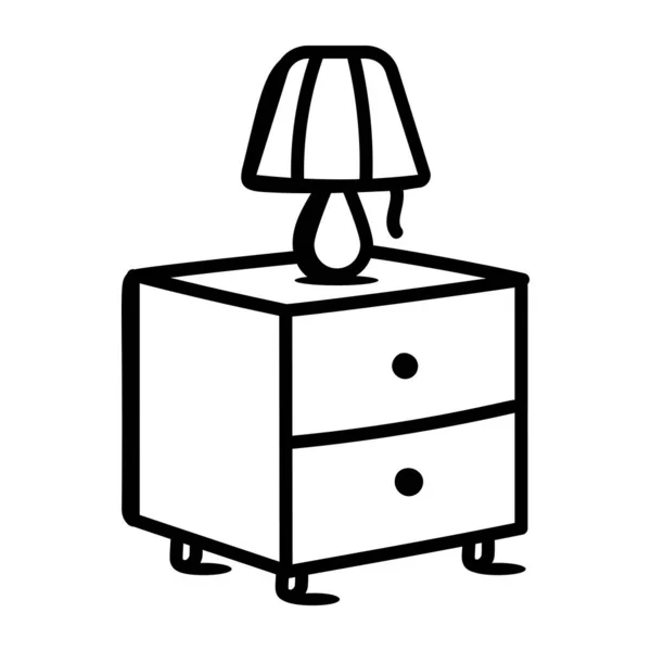 Icône Lampe Table Chevet Illustration Contour Tiroirs Vecteur Style Remplissage — Image vectorielle
