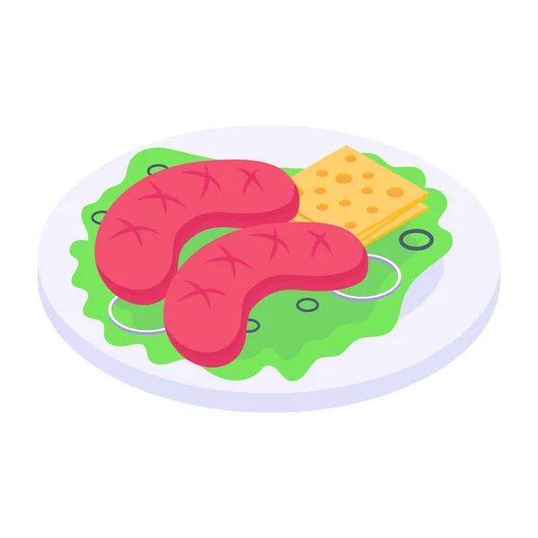 Meat Food Icon Flat Illustration Steak Burger Vector Icons Web — Stock Vector